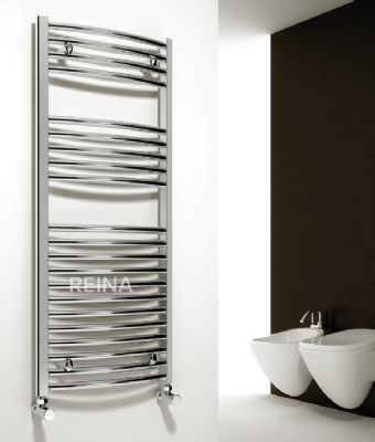 REINA DIVA CHROME 25mm TUBES CURVED LADDER TOWEL WARMER H1200mm x W500mm, AG50120CC REINA DIVA CHROME 25mm TUBES CURVED LADDER TOWEL WARMER H1200mm x W500mm, AG50120CC